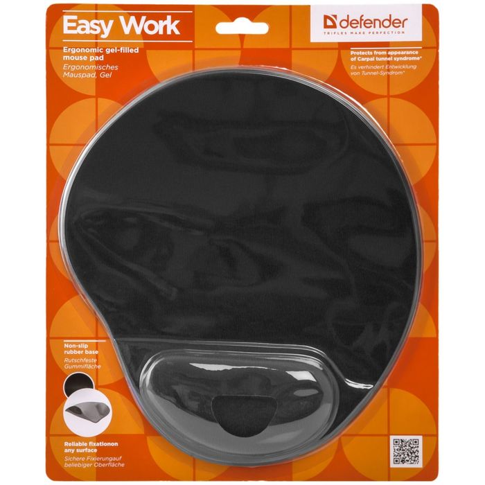Коврик для мыши DEFENDER Easy Work, лайкра, 260х225х5 мм, черный