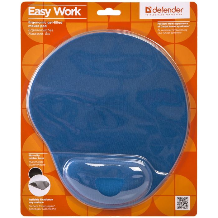 Коврик для мыши DEFENDER Easy Work, лайкра, 260х225х5 мм, синий