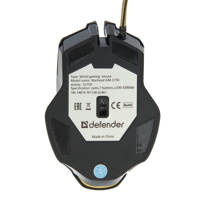 Проводная игровая мышь DEFENDER Warhead GM-1750 оптика, 7 кнопок,1200-3200dpi