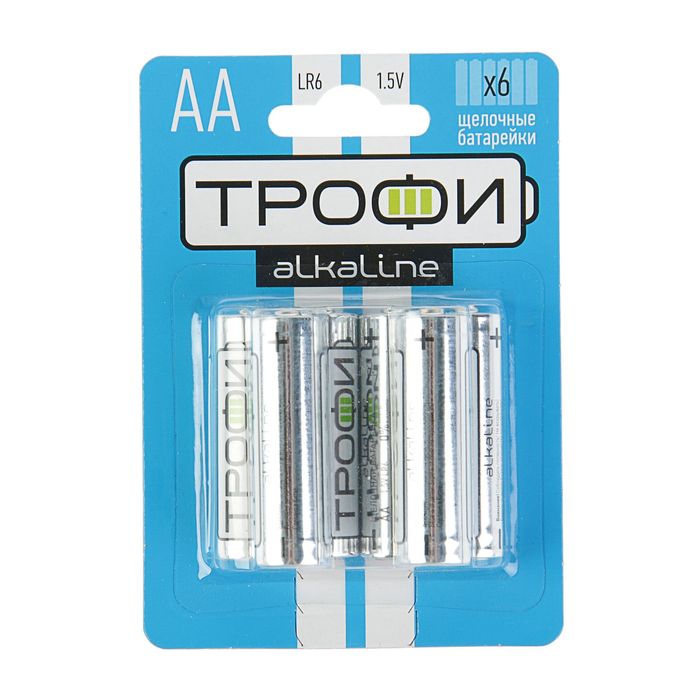 Батарейка алкалиновая "Трофи", АА, LR6-6BL, блистер, 6 шт.