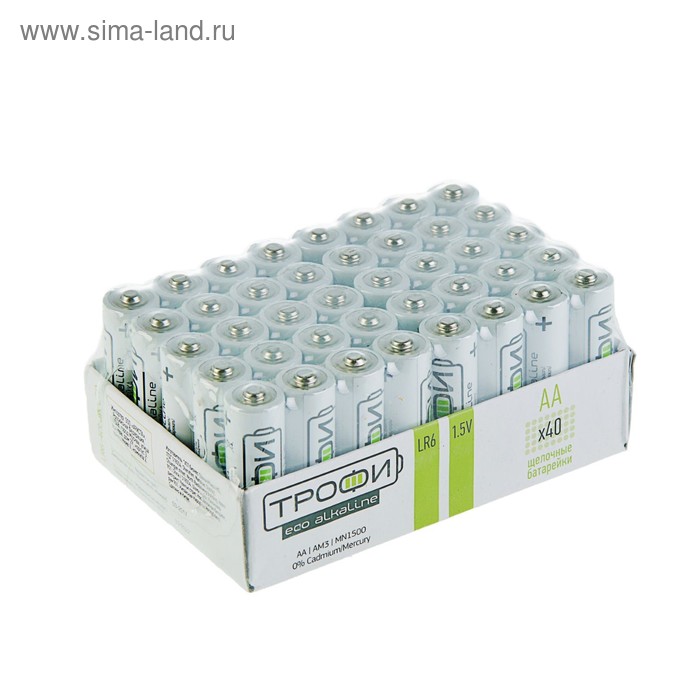 фото Батарейка алкалиновая "трофи" eco, aa, lr6-40box, 1.5в, набор 40 шт.