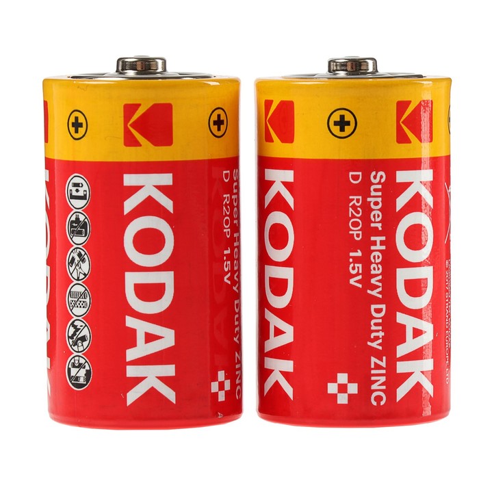 Батарейка солевая Kodak Super Heavy Duty, D, R20-2BL, 1.5В, блистер, 2 шт.