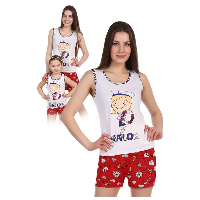 Комплект женский (майка, шорты) Ракушка цвет МИКС, р-р 52