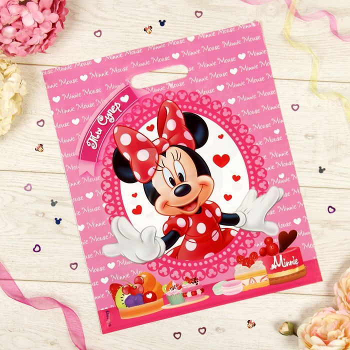 Пакет подарочный полиэтиленовый, "Ты супер!", Минни Маус, 34*40