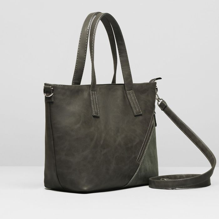 Сумка женская на молнии, 1 отдел, 2 наружных кармана, цвет серый