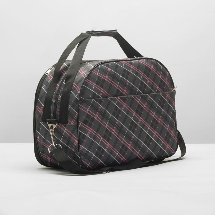 Сумка дорожная «Полосы», 1 отдел на молнии, с расширен, наружный карман, цвет розовый/серый