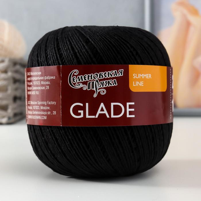 Пряжа Glade (Поляна) 34% хлопок, 33% лен, 33% вискоза 285м/100гр (30001 черный_x1)