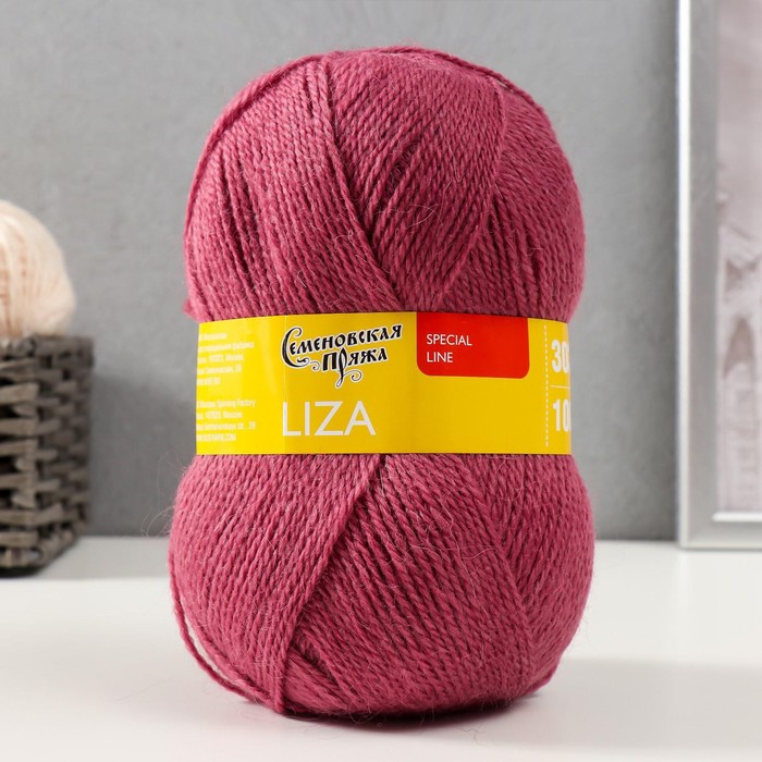 Пряжа Liza (Лиза), 15% шерсть, 35% ангора, 50% акрил, 303м/100г, (брусничная)