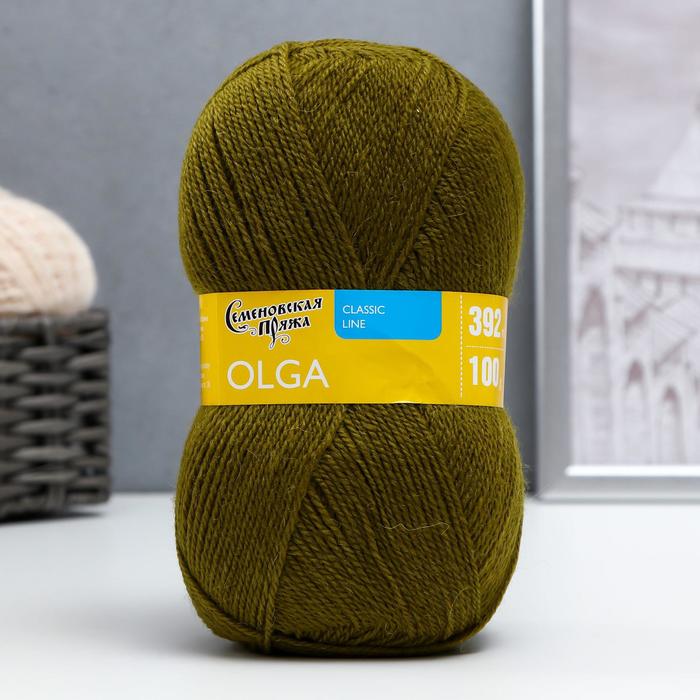 Пряжа Olga (ОльгаПШ) 50% шерсть, 50% акрил 392м/100гр (зел.янтарь)