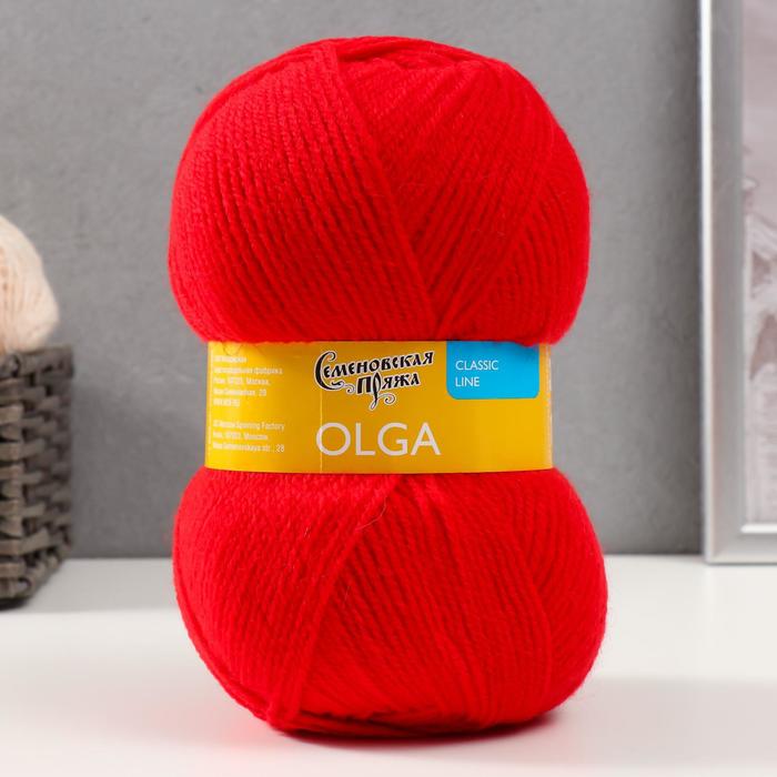 Пряжа Olga (ОльгаПШ) 50% шерсть, 50% акрил 392м/100гр (кармин)