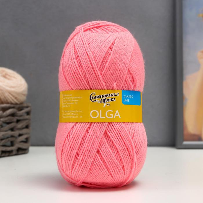 Пряжа Olga (ОльгаПШ) 50% шерсть, 50% акрил 392м/100гр (ярк.роз.)