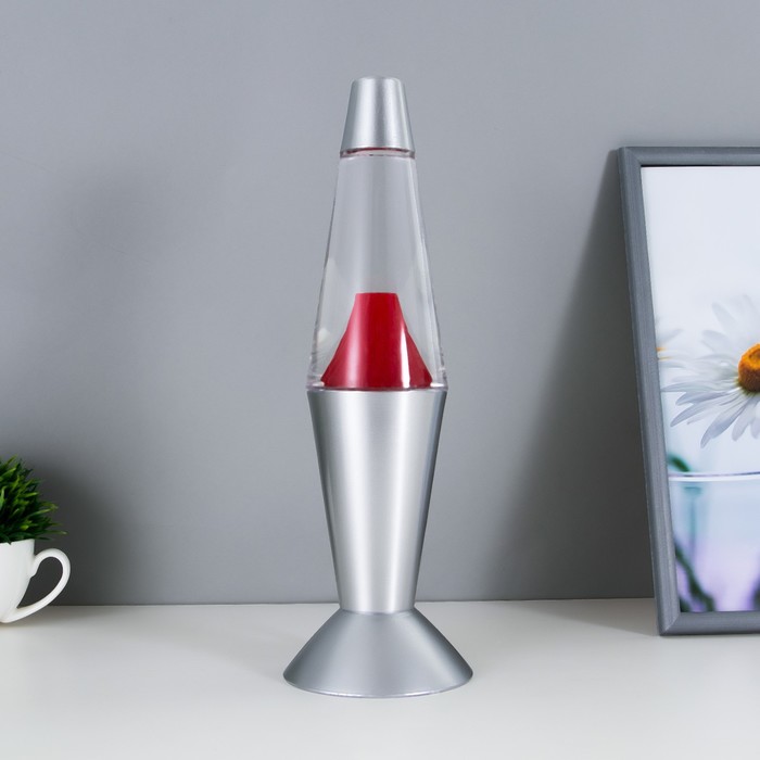 Светильник ночник Лава "Извержение вулкана" серебро 32 см