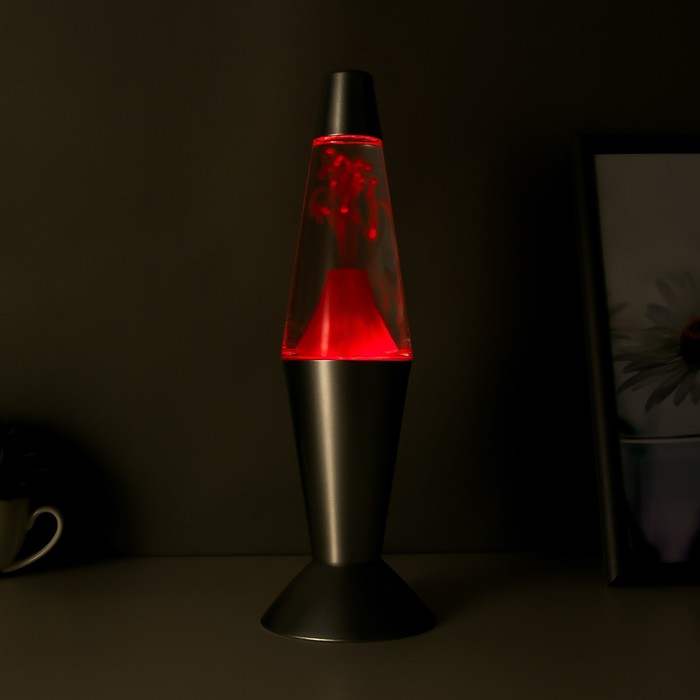 Светильник ночник Лава "Извержение вулкана" серебро 32 см