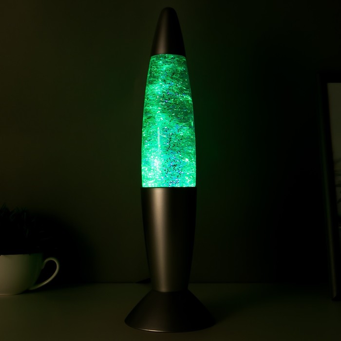 Светильник ночник Лава "Тайфун" подсветка меняется серебро 35,5 см