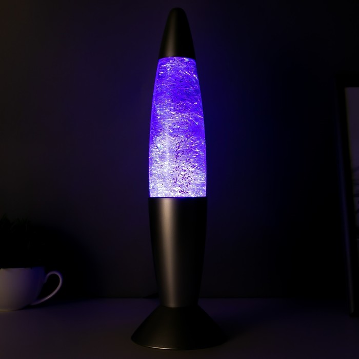 Светильник ночник Лава "Тайфун" подсветка меняется серебро 35,5 см