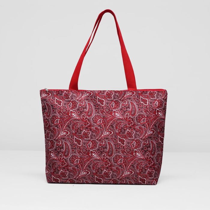 Сумка пляжная на молнии, 1 отдел, цвет бордовый