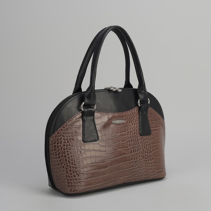 Сумка женская, 2 отдела с перегородками на молнии, наружный карман, цвет чёрный/хаки