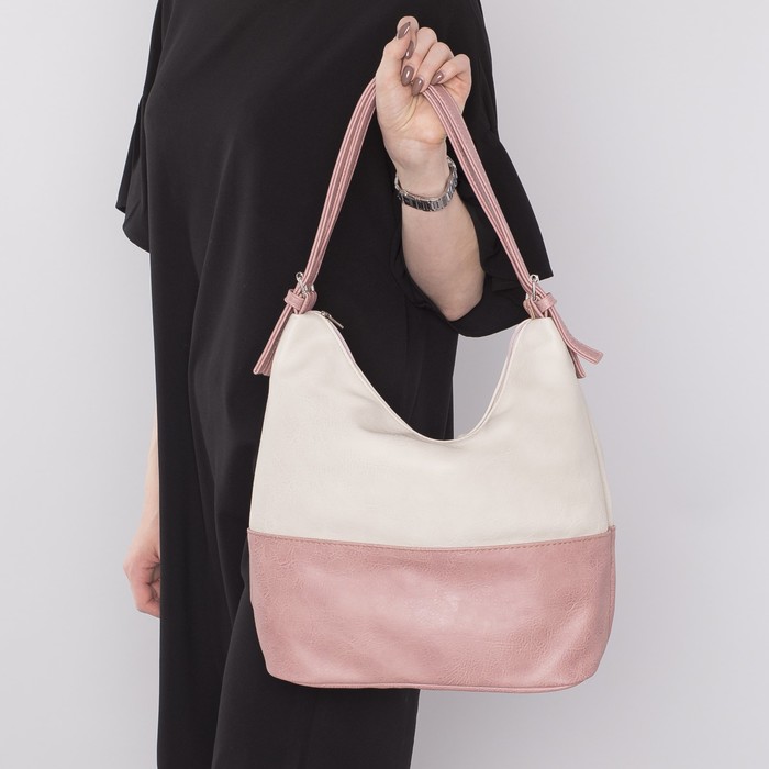 Сумка женская, 1 отдел с перегородкой на молнии, наружный карман, цвет карамельный/бежевый