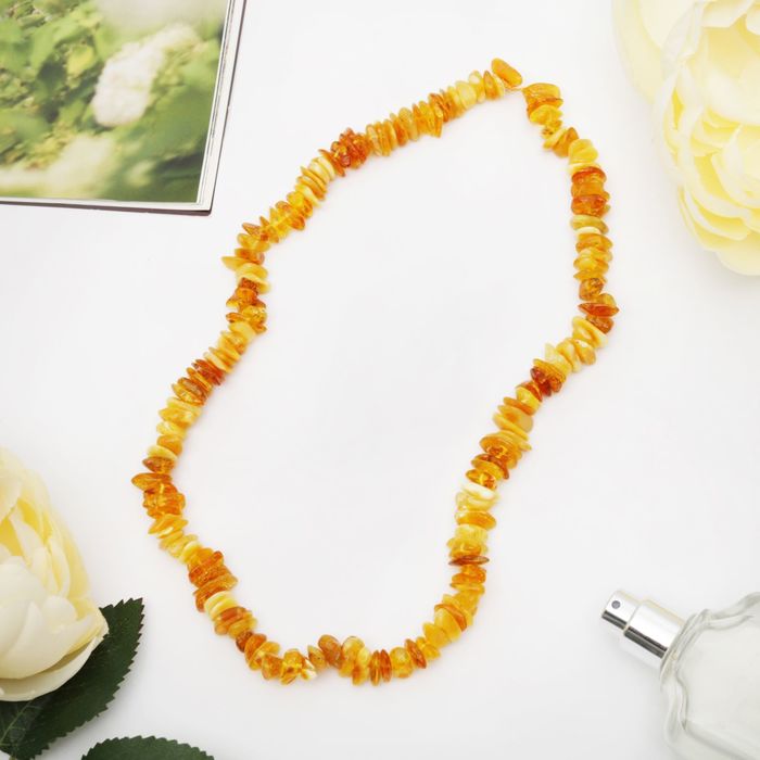 Бусы "Янтарь" комбинированные, цвет молочный