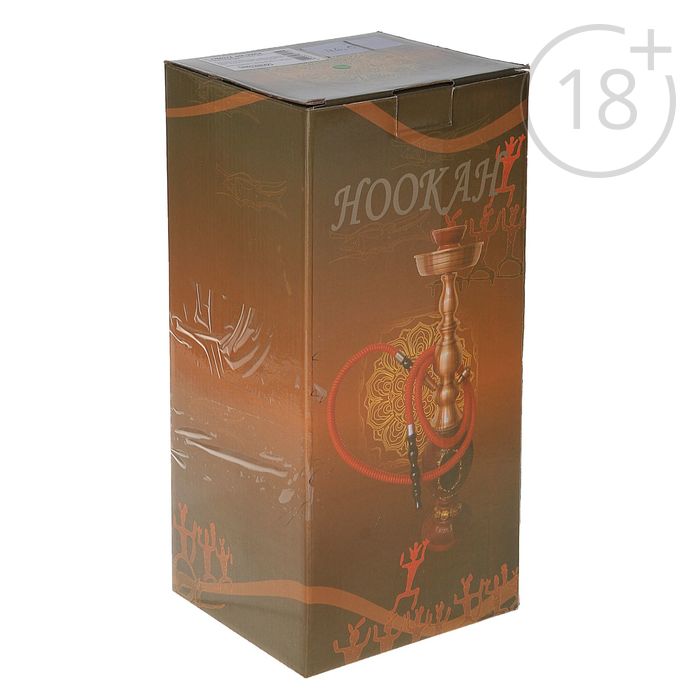 Кальян 46 см, колба зеленая с цветами, шахта бронза, с золотой вставкой, 2 тр 11х11х42,5