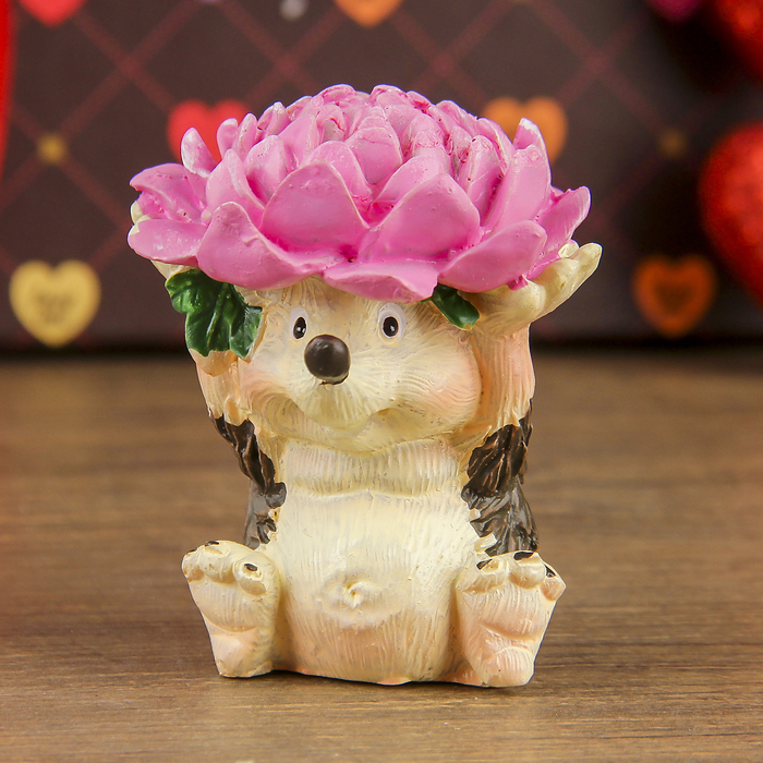 Сувенир полистоун "Ёжик с цветком" 6,4х5,2х4,7 см