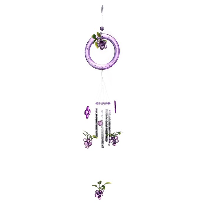 Музыка ветра пластик "Виноград" 4 трубочки + 4 фигурки 47 см