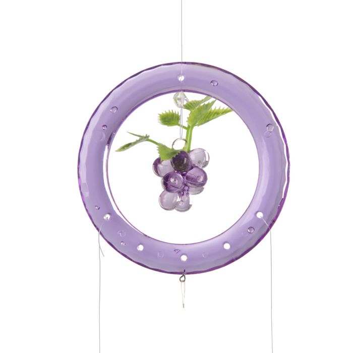 Музыка ветра пластик "Виноград" 4 трубочки + 4 фигурки 47 см