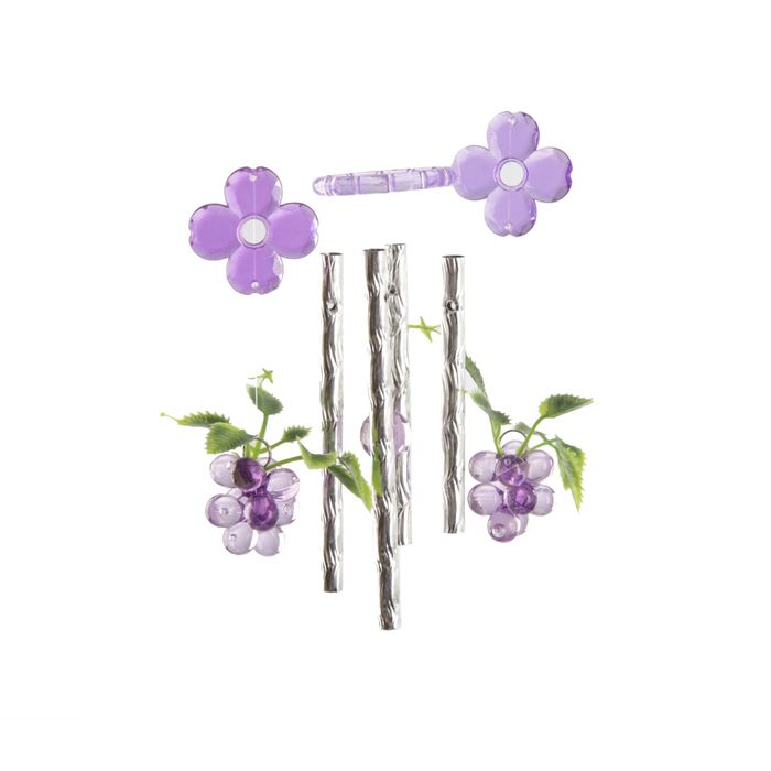 Музыка ветра пластик "Виноград" 4 трубочки + 4 фигурки 47 см