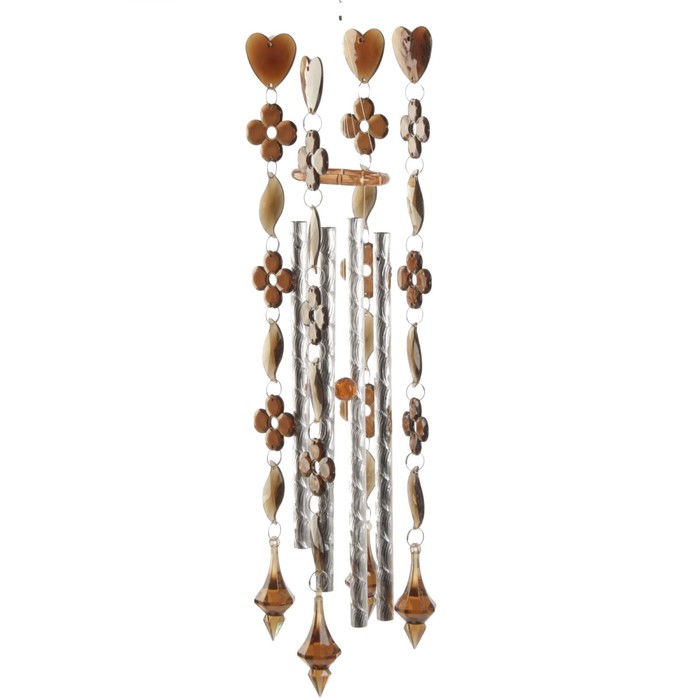 Музыка ветра пластик "Кофейные сосульки" 4 трубочки + 5 фигурок 63х10 см