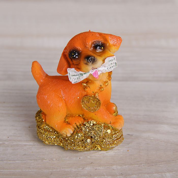Сувенир полистоун "Пёсик с косточкой/деньгами" МИКС 6х5,5х2,6 см
