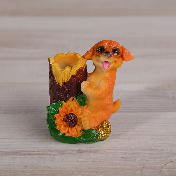 Сувенир полистоун с подставкой д/ручки "Маленький пёс" МИКС 7х5,7х4,5 см