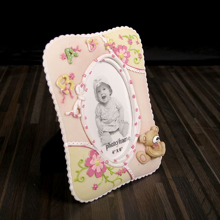 Фоторамка полистоун 10х15 см "Мишутка" розовая 21х16,5 см