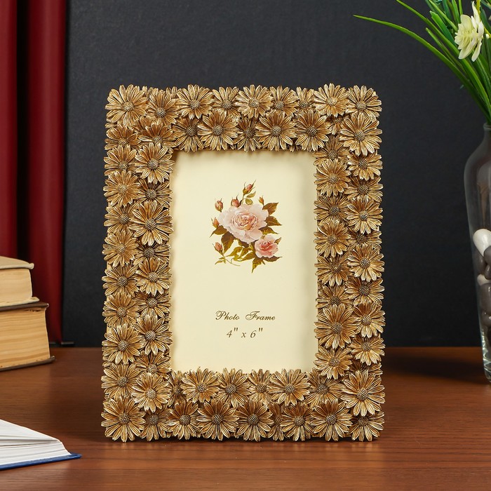 Фоторамка полистоун 10х15 см "Золотые герберы" 22,5х17,5 см