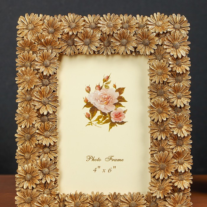 Фоторамка полистоун 10х15 см "Золотые герберы" 22,5х17,5 см