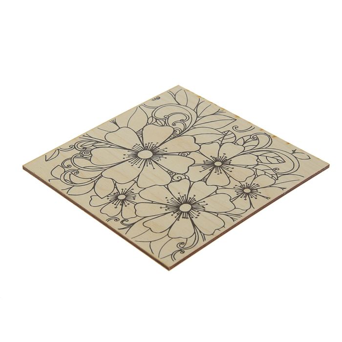 Доска для выжигания "Цветы" 15 х 15 см