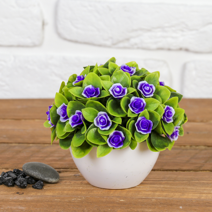 Бонсай 12*12 см роза круглый листок микс