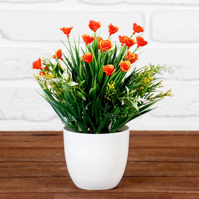 Бонсай 23*14 см с цветами длинный лист микс