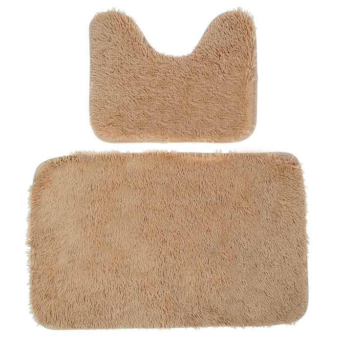 Набор ковриков для ванной и туалета 2 шт, цвет бежевый