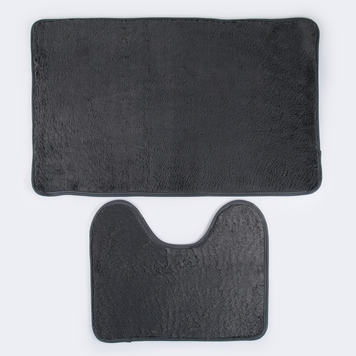 Набор ковриков для ванной и туалета 2 шт, цвет серый