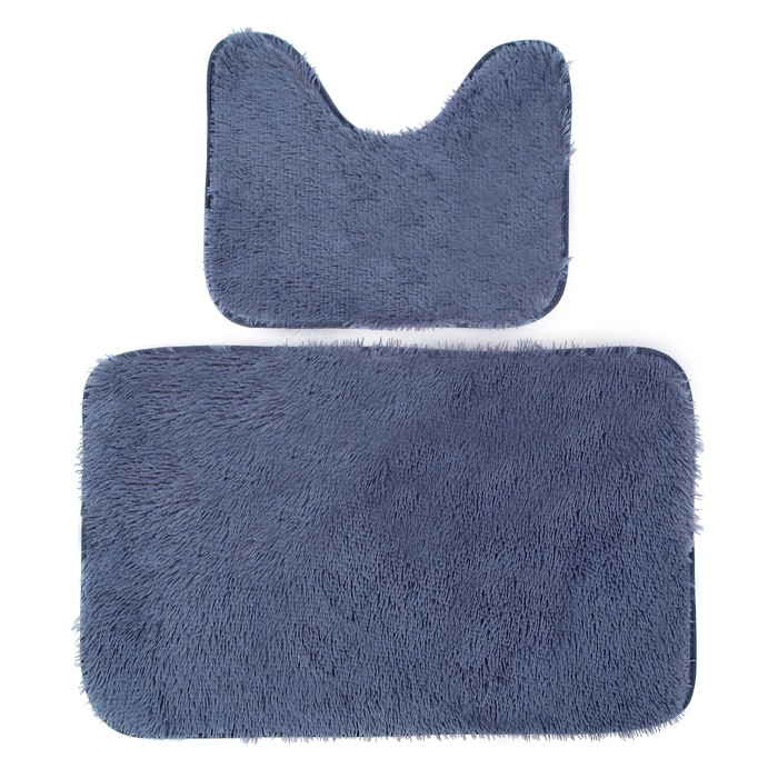 Набор ковриков для ванной и туалета 2 шт, цвет серый