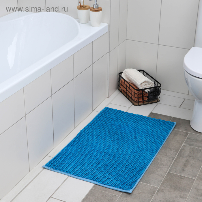 Коврик для ванной Доляна «Букли», 50×80 см, цвет голубой коврик для ванной доляна букли длинные 49×76 см цвет голубой