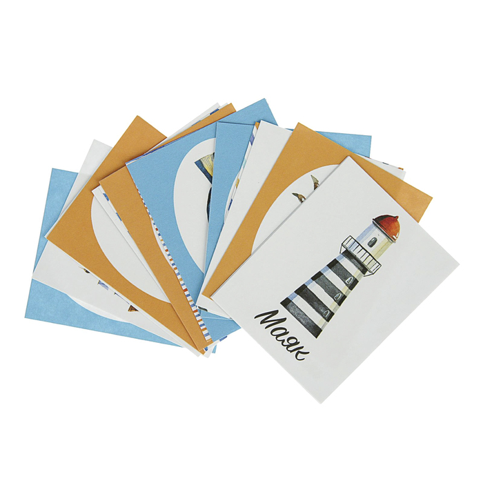 Набор карточек для скрапбукинга "Побережье" 15 шт, 5,5х7 см