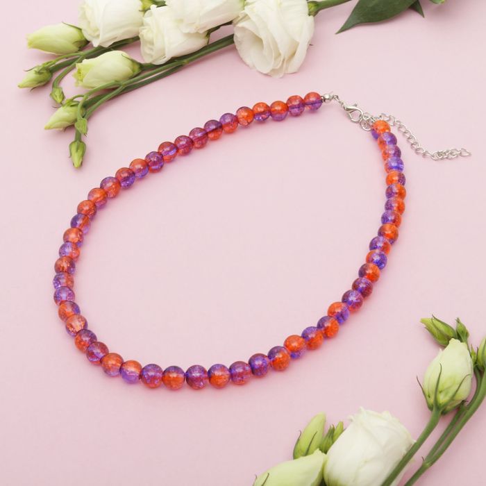 Бусы &quot;Сахарный кварц&quot; шар №8, цвет красно-фиолетовый, 40см