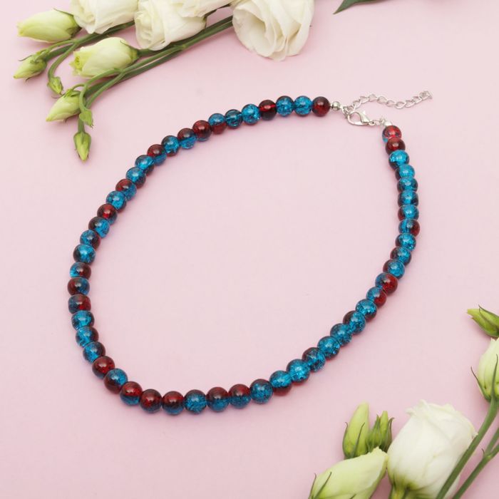 Бусы &quot;Сахарный кварц&quot; шар №8, цвет красно-морской, 40см