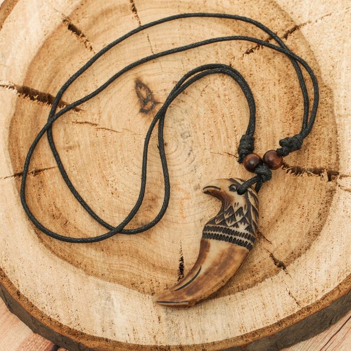 Кулон мужской "Орёл" длина 40-80см регулир-я, цвет коричнево-черный