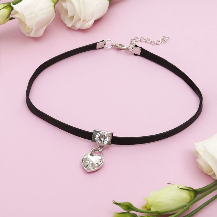 Чокер "Утончённость" сердце, цвет чёрно-серебряный