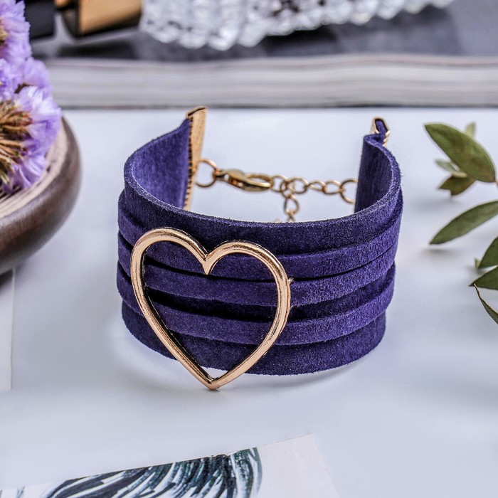 Браслет ассорти "Новый стиль" сердце, цвет сине-золотой