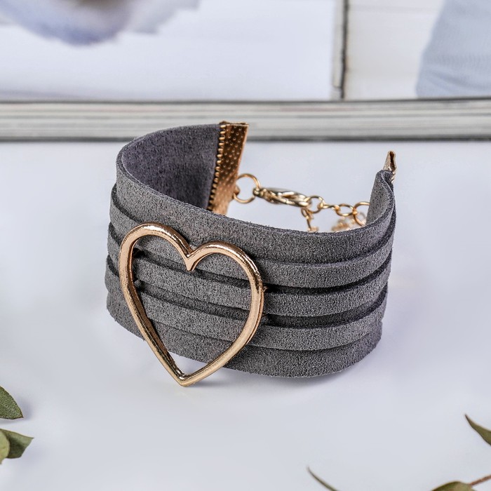 Браслет ассорти "Новый стиль" сердце, цвет серо-золотой