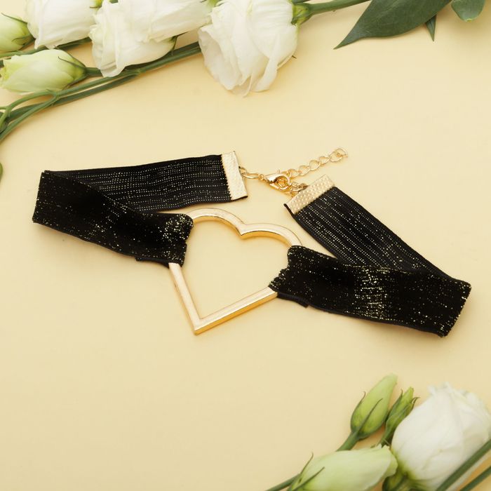 Чокер "Искренность" сердце, цвет чёрно-золотой