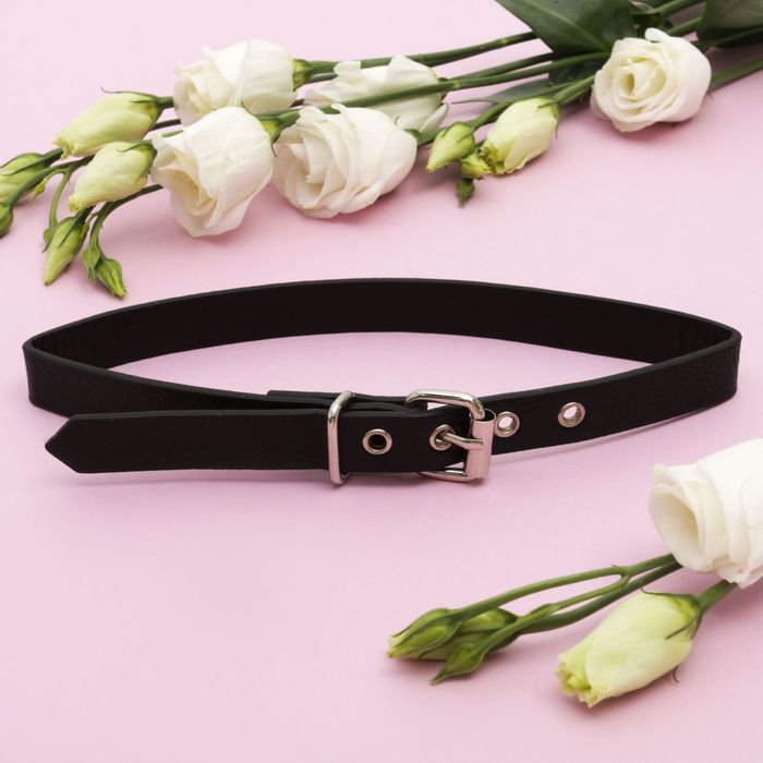 Чокер "Ремешок", цвет чёрно-серебряный